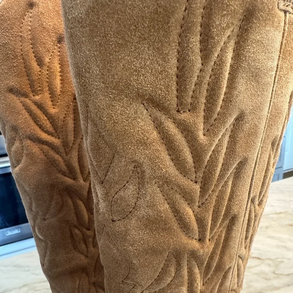 Steve Madden Tan Suede Western Knee-High Stiletto Boots - Picture 2 of 7